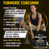 30 in 1 Turmeric Curcumin + Ginger Capsules, 95% Curcuminoids, Equivalent to 20000mg, with Ginger, Ginseng, Bromelain, Moringa, Black Pepper, Joint & Absorption Support - 120 Capsules