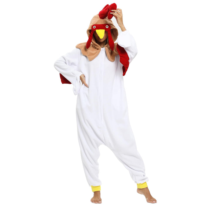 NAITOKE Adult Animal Onesie Halloween Costume Cosplay One-Piece Pajamas Women Man Teens White Red