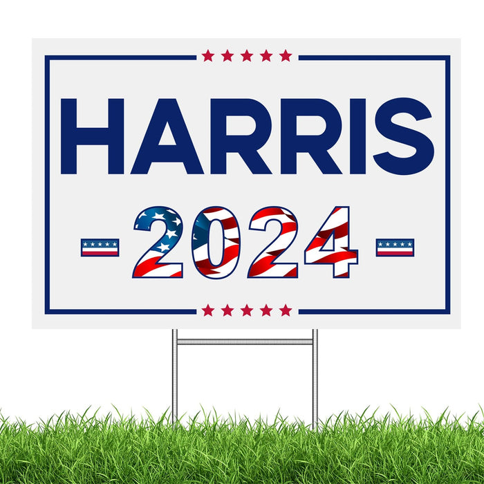 Harris 2024 Yard Sign 12"x 17" Double-Sided Harris For President Lawn Sign with Metal H Stake, Political Campaign Yard Lawn Signs