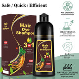 Instant Light Brown Hair Dye Shampoo 3 in 1, Herbal Hair Color Shampoo for Women Men, 16.90 Fl Oz Color Shampoo Hair Dye, Lasting Brown Hair Shampoo - Brown Hair Dye Shampoo (Light Brown)