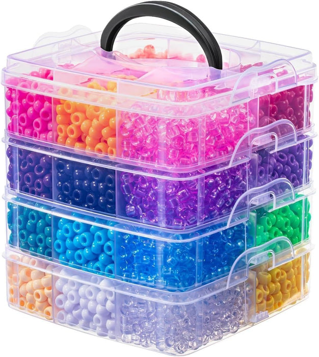 Simetufy 4200Pcs Pony Beads, 24 Assorted Colors 6x9mm Plastic Kandi Beads Bulk for Bracelets Hair Braids Jewelry Making DIY Crafts, 2.41LB (Shaking Packaging)