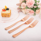 I00000 Rose Gold Plates 72 Pieces & Plastic Forks 72 Pieces, Small Cake Plates 7.5 inch, Premium Plastic Dessert Plates and Disposable Appetizer Plates Great for Party