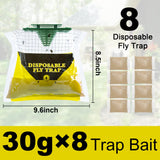 8 Pack Fly Traps Outdoor Hanging, Natural Pre-Baited Fly Bags Outdoor Disposable, Fly Hunter Stable Horse Ranch Fly Trap, Fly Catchers Killer Repellent