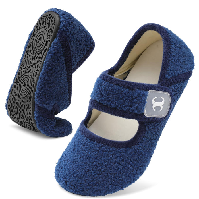 Barefoot Slippers Elderly Women Senior Mom Diabetic Slippers Slip On Woman's Slippers Indoor Bootie Slippers Women for Summer Fall Winter Blue Size