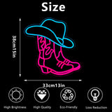 Manimo Cowboy Boot and Hat Neon Sign, LED Pink Cowgirl Boots Neon Sign Wall Decor, Pink Aesthetic Western Wall Art, USB Powered for Game Room Bedroom Party Bar Wedding Christmas Birthday Gift(13*15in)