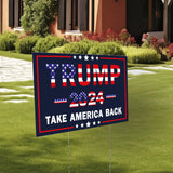 Trump 2024 Yard Sign with Metal Stakes, Double Sided 25x16 Inch Donald Trump Take America Back Signs, Placard Outdoor Voted Signs for Trump Lawn Signs Rally Decoration Lawn Yard Signs