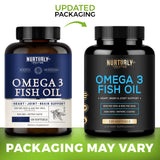 Omega 3 Fish Oil 2000mg, 800mg EPA and 600mg DHA - Enteric Coated and Burpless - Supports Joint, Brain, and Heart - Burpless, Non-GMO, 3rd Party Lab Tested and NSF Certified - 120 Softgels