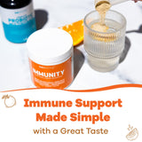 Immune Support Supplement - Immunity Defense Powder Wellness Booster - Vegan Superfood - Elderberry, Turmeric, Vitamin C Powder and B12 Supplement, Non-GMO and Sugar Free (Orange)