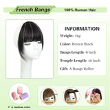 NAYOO Bangs Hair Clip in Bangs 100% Real Human Hair Extensions French Bangs Clip on Hair Bangs for Women Fringe with Temples Hairpieces Curved Bangs for Daily Wear