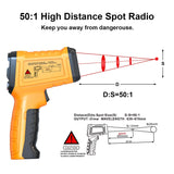 Infrared Thermometer Temperature Gun -58℉ to 2552℉, 50:1 Distance Ratio, Non-Contact Pyrometer with Alarm, Max-Min Measure, Digital Laser IR HighTemp Gun for Cooking, Industry, Home Repair