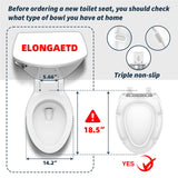 Ccbello ELONGATED toilet seat risers for seniors, Slow Close, Elevated toilet seat, Heavy Duty, Never Loosen, Raised toilet seat elongated bowl, White(18.5”)