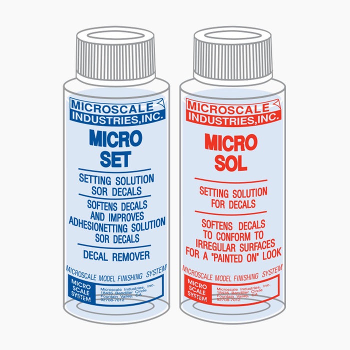 Microscale Micro Set Decal Setting Solution-Micro Scale Micro Sol 102 + Micro Set 101 Packa