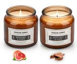 2 Pack Candles for Home Scented Grapefruit & Teak Tobacco Scented Candles 15.5 oz 210 Hours Long Lasting Time Clear Aromatherapy Candles Soy Candles Gifts for Women and Men