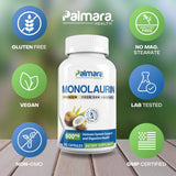 Palmara Health Premium Monolaurin 1,200mg per 2 capusle serving, 1 Pack (100 Capsules)