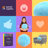 Special Supplies Vibrating Ball Pillow Sensory Pressure Activated for Kids and Adults, Plush Minky Soft Cover with Textured Therapy Stimulation Bumps, Blue