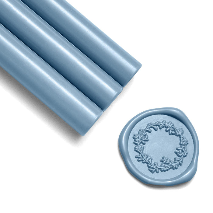 UNIQOOO Light Dusty Blue Glue Gun Sealing Wax Sticks for Wax Seal Stamp - Perfect for Wedding Invitations, Cards Envelopes, Snail Mails, Wine Packages, Christmas Gift Ideas, Pack of 8