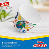 Glad for Kids Disney Mickey and Friends 6oz Paper Snack Bowls, Lids Not Included | Disney Mickey Mouse Paper Snack Bowls, Kids Snack Bowls| Kid-Friendly Paper Snack Cups, 32 Count - 10 Pack