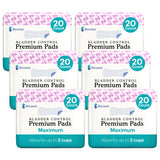 Because Incontinence Pads for Women - Maximum Absorbency, Postpartum Pads, Up to 100% Leak-Free Protection, Discreet Protection for Bladder Leaks, 6 Packs of 20 Pads (120 Total)