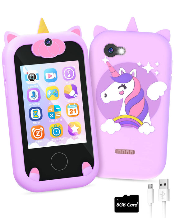 Gifts for Girls Age 6-8 Kids Smart Phone Toys for Girls Age 5-7+ Teenage Easter Christmas Stocking Stuffers for Kids for 3 4 5 7 9 6 8 10 Year Old Girl Birthday Gift Ideas with 8G Memory Card