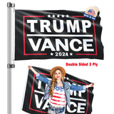 Trump Vance 2024 Flags Made in USA Double-Side 3-Ply Flag 3×5 Ft Donald Trump J.D. Vance 2024 President Flag With 2 Brass Grommets UV protection Vivid Color Fade Resistant for Indoor Outdoor