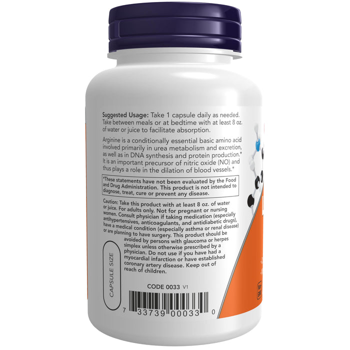 NOW Supplements, L-Arginine 700 mg, Nitric Oxide Precursor*, Amino Acid, 180 Veg Capsules