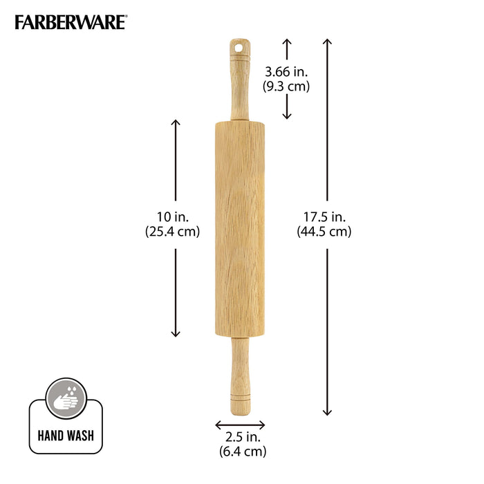 Farberware Classic Wood Rolling Pin, 17.75-Inch, Natural