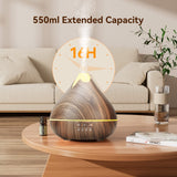 Essential Oil Diffusers for Home with Top 10 Oil Diffuser Gift Sets, 550ml Aroma Diffuser for Essential Oils Large Room, Ultrasonic Cool Mist Diffuser Auto Shut-Off 4 Timers 15 Colors (Brown)