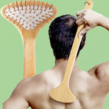 SIHASO Large Curved Bamboo Back Scratcher - 59 Wooden Points Provide Instant Itch Relief, Curved Handle & Air Cushion, Easy to Reach Itch Point, Back Massager for Men Women Adults（White）