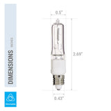 Pack of 4 – 100 Watt JDE11 Halogen candelabra bulb – 100W T4 120V Light Bulbs-Clear Finish -E11 Mini-Candelabra Base T4 Bulb–Dimmable-Warm White– Q100CL/MC, for Chandeliers, Pendants, Cabinet Lighting