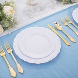 U-QE 100 Pieces White Disposable Plates - Premium Hard Plastic Plates for Wedding and Party Use Including 50 Dinner 10.25 '' & 50 Dessert 7.5 '' Plates