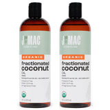 J Mac Botanicals, Organic Fractionated Coconut Oil (32 oz - 2 Pack 16 Ounce Bottles) Carrier Oil for diluting Essential Oils, Hair and Skin Conditioner, Massage