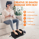 Foot and Calf Massager with Heat, Shiatsu Electric Kneading Foot Massager Machine for Plantar Fasciitis, Pain Relief, Promotes Blood Circulation, Wired Remote(Black)