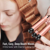 Waver Curling Iron Wand, BESTOPE PRO 5 in 1 Curling Wand Set with 3 Barrel Hair Crimper for Women, Fast Heating Hair Wand Curler in All Hair Type