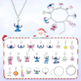 Manaror Advent Calendar 2024 Christmas SDQ Cute Cartoon Charm Fashion Christmas with Bracelet, Necklace and 22 Pieces Unique Charm Jewelry Set for Girls, Teens, Women, Adults