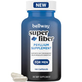 Bellway Super Fiber Pills for Men - Daily Fiber Supplement for Men with Organic Psyllium Husk - Supports Gut Health, Digestive Cleanliness & Regularity - Vegan, Non-GMO - 160 Fiber Capsules