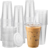 AOZITA 120 Sets - 24oz Clear Plastic Cups with Lids, Disposable Cups With Straw Slot Lids for Cold Drinks, Milkshake, Smoothie, Iced Coffee and TO-GO Drinkings