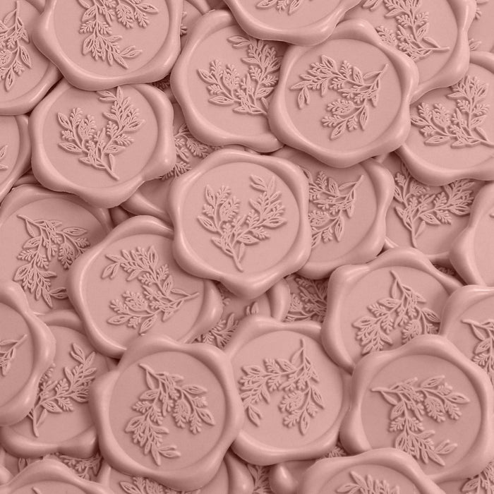 UNIQOOO Wax Seal Stickers - Eucalyptus Wedding Invitation Envelope Seal Stickers, 50 Pcs Self Adhesive Dusty Rose Pink Stickers, Perfect for Invitation, Envelopes, Gift Wrapping, Christmas