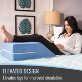 DMI Wedge Pillow, Leg Pillow, Bolster Pillow, FSA Eligible Incline Pillow for Leg Elevation, Snoring, Circulation, Pregnancy, Sciatica, Leg Rest or Foot Elevation, Blue, 24 x 20 x 8