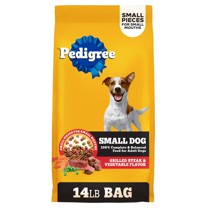 Pedigree Small Dogs Dry Dog Food, Grilled Steak and Vegetable, 14 lb