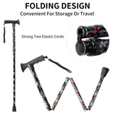 CLOKTA Folding Cane - Walking Cane for Men and Women - Floral,Foldable,Lightweight,Adjustable,Portable Hand-Canes for Seniors & Adults,Comfortable T Handles Walking Stick