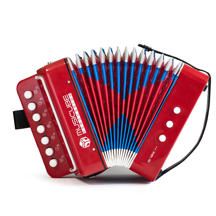 MUSICUBE Kids Accordion Instrument Toys 10 Keys Button Small Accordion for Boys & Girls Educational Musical Instrument Toys Christmas Gift Choice (RED)