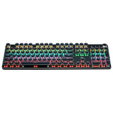 K820 Retro Steampunk Gaming Mechanical Keyboard-Blue Switch-RGB LED Backlit Illuminated Keyboard,USB Wired,Typewriter-Style,Plating 104 Key Round Keycaps,for Game and Office,for Laptop Desktop (Black)