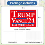 Probsin Trump Vance 2024 Yard Sign Double Sided 16" x 24" Trump Vance'24 Take America Back MAGA Signs Voted for Trump Vance Outdoor Decorations for Lawn, Garden, Window, Party Supplies (Red)