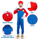 Sea Suntime Little Boys Costume Halloween Costume Cosplay Plumber Jeans Jumpsuit Hat Moustache Gloves