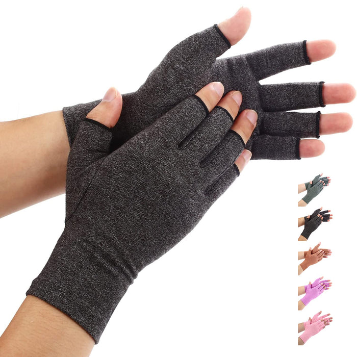 Duerer Arthritis Compression Gloves Women Men for RSI, Carpal Tunnel, Rheumatiod, Tendonitis, Fingerless Gloves for Computer Typing and Dailywork (Black, S)