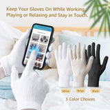 Evridwear Unisex Moisturizing Cotton Gloves with Touchscreen Fingertips for Eczema Beauty Cosmetic Dry Hands Sensitive Irritated Skin Therapy Overnight Bedtime, 6 Pairs, Lightweight-Beige, L/XL