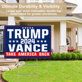 Shmbada Trump Vance 2024 Take America Back Yard Sign with Metal Stake - 20 x 14 Inch Double Sided Outdoor Decorative Trump Signs for Garden Yard Lawn House