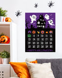 Halloween Advent Calendar Countdown to Halloween for 30 Days Ghost Black Cat Purple Paper Poster Removable Stickers Halloween Haunted House Decor for Home Classroom Office Wall Door Kids Gift Idea