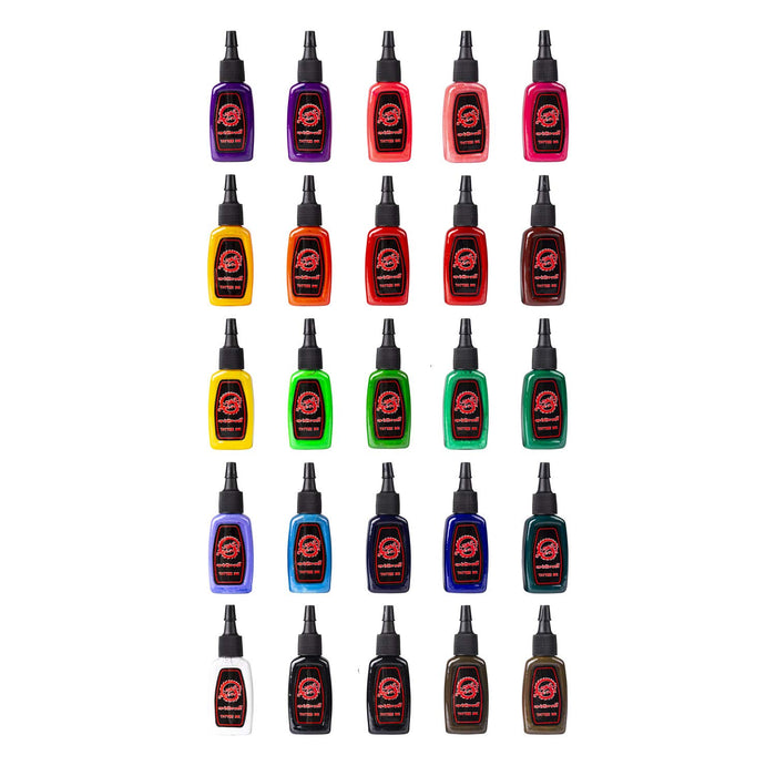 ONE TATTOO WORLD Premium Tattoo Ink Set | 25 Colors | 15 ml bottles, OTW-AN025