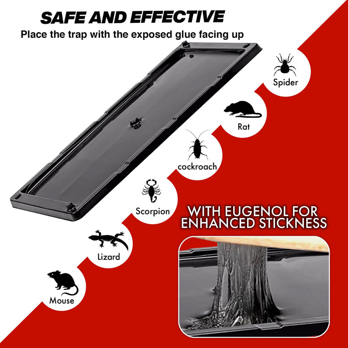 Trapsters USA Mouse & Rat Plastic Glue Traps (8CT) - 5x10 Inches, Pre-Baited, Non-Toxic, Pet-Safe Adhesive Plastic Boards for Home & Office - Indoor Pest Control for Mice (Unscented)